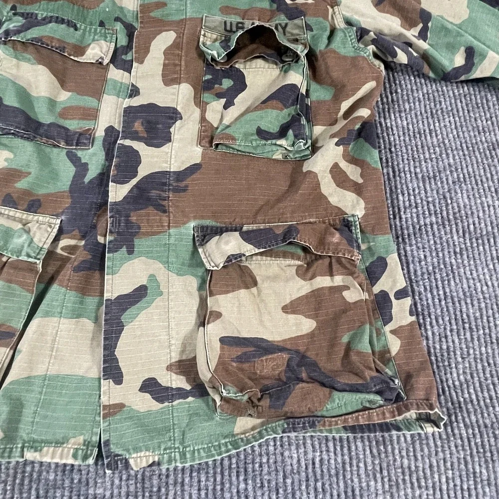 VTG US Army Shirt Mens M Green Camo Button Up OD Subdued 3rd Sustainment Command